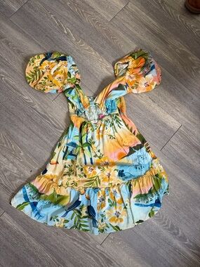 Floral Tropical Sundress in Yellow, Blue & Green